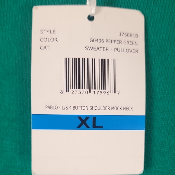 Carolyn Taylor Chic Pablo Pepper Green Button Mock Neck Sweater NEW - Picture 3 of 10
